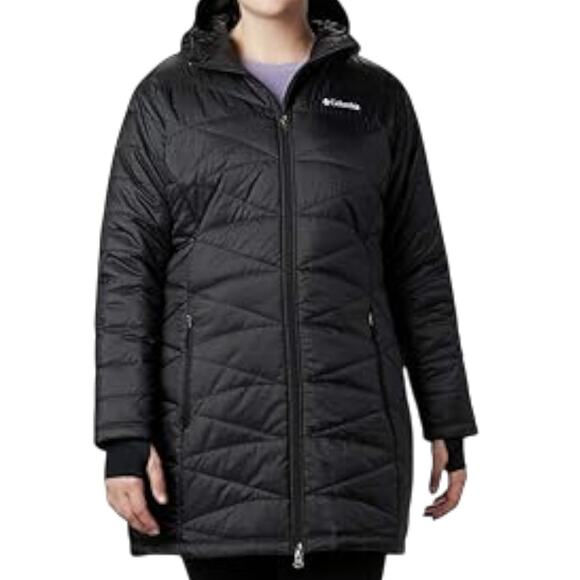 COLUMBIA Mighty Lite Hooded Omni Heat Jacket-Coat Sz XL Black Full Zip Insulated - Picture 1 of 15